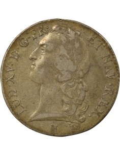 Louis XV au Bandeau 1 écu Argent 1750 T Nantes 2