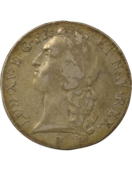 Louis XV au Bandeau 1 écu Argent 1750 T Nantes