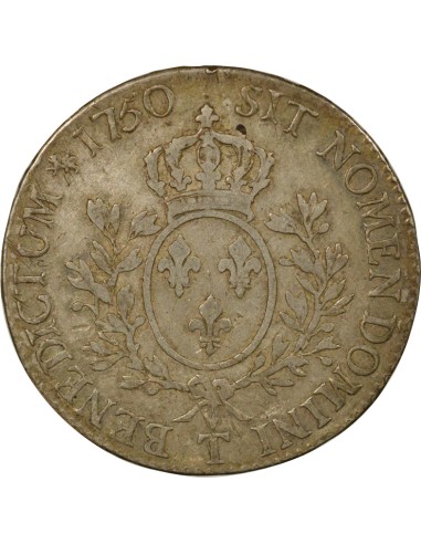 Louis XV au Bandeau 1 écu Argent 1750 T Nantes