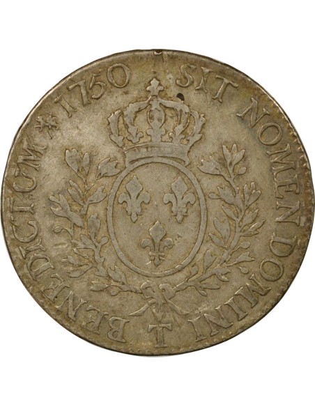 Louis XV au Bandeau 1 écu Argent 1750 T Nantes