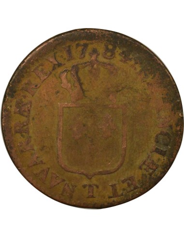 Louis XVI à l'Ecu 1 sol Cuivre 1784 T Nantes