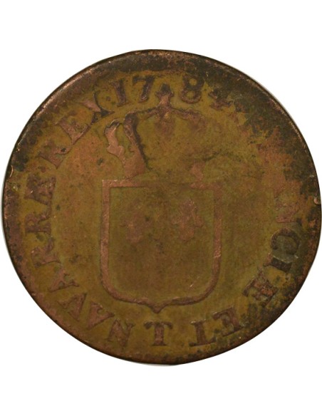 Louis XVI à l'Ecu 1 sol Cuivre 1784 T Nantes