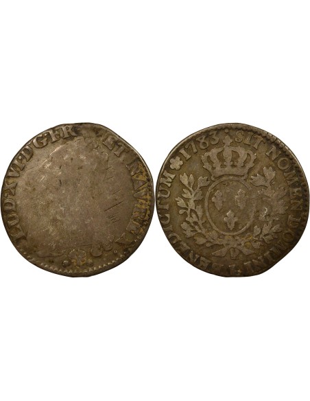 Louis XVI au Buste Habillé 1/2 écu Argent 1783 L Bayonne