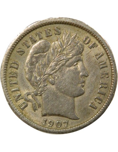 Etats Unis d'Amérique Barber 1 dime Argent 1907 Philadelphie