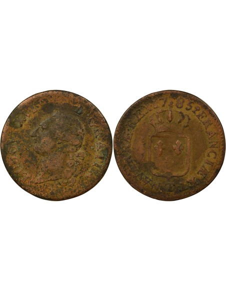 Louis XVI A l'Ecu 1 sol Cuivre 1785 T Nantes