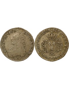 Louis XVI au Buste Habillé 1 écu Argent 1786 L Bayonne