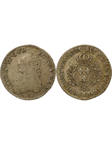 Louis XVI au Buste Habillé 1 écu Argent 1786 L Bayonne
