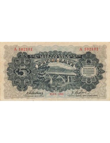 Lettonie 5 Lati - 1940 - P.34a 5 lati 1940