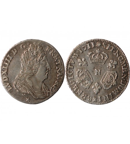 LOUIS XIV - 1/10 ECU AUX 3 COURONNES 1711 N MONTPELLIER