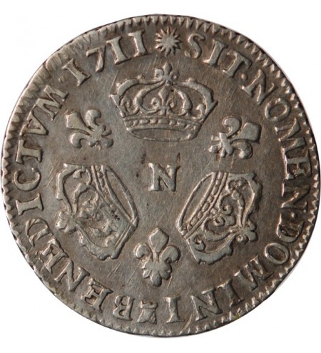 LOUIS XIV - 1/10 ECU AUX 3 COURONNES 1711 N MONTPELLIER