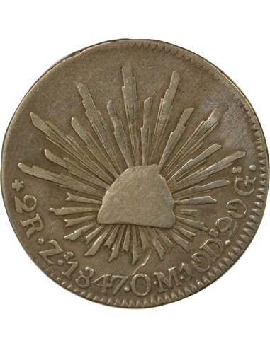 Mexique 2 Reales Argent - 1847 Zs Zacatecas OM Argent 1847 Zs Zacatecas