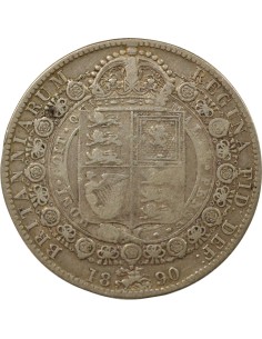 Grande Bretagne Victoria, Reine 2e Type 1/2 crown Argent 1890 Londres 2