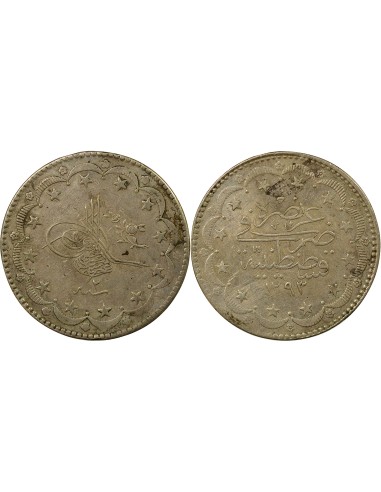 Empire Ottoman Abdülhamid II Abdulhamid II - 20 Kurush Argent - 1293 AH / 2 (1877)  Constantinople 20 kurush Argent 1293 AH (187