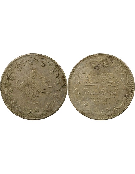 Empire Ottoman Abdülhamid II Abdulhamid II - 20 Kurush Argent - 1293 AH / 2 (1877)  Constantinople 20 kurush Argent 1293 AH (187
