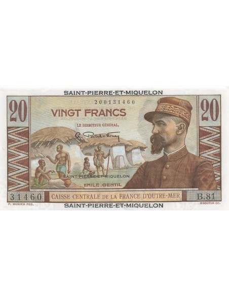 St-P. et Miquelon 20 Francs - Emile Gentil - ND (1950-60) - P.24 20 francs 1950