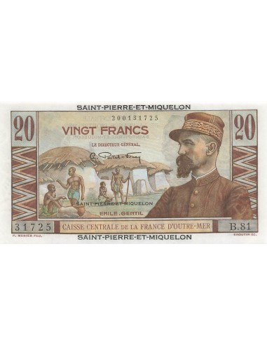 St-P. et Miquelon 20 Francs - Emile Gentil - ND (1950-60) - P.24 20 francs 1950