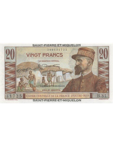 St-P. et Miquelon 20 Francs - Emile Gentil - ND (1950-60) - P.24 20 francs 1950