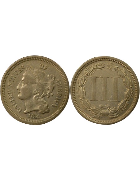 USA Coronet Head 3 cents Cuivre-Nickel 1872 Philadelphie