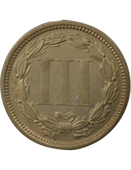 USA Coronet Head 3 cents Cuivre-Nickel 1872 Philadelphie