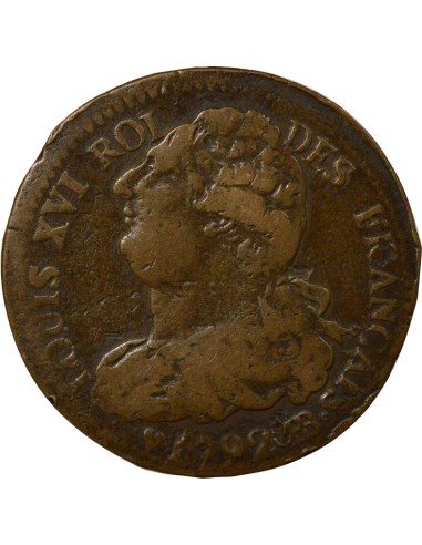 Louis XVI au Faisceau 2 sols Cuivre 1792 BB Strasbourg