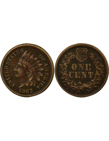 USA Tête d'Indien  1 cent Cuivre-Nickel 1863 Philadelphie
