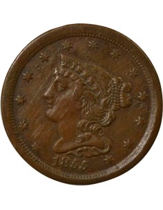 Etats Unis d'Amérique Braided Hair 1/2 cent Cuivre 1855 Philadelphie 2