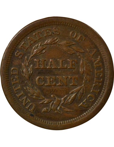 Etats Unis d'Amérique Braided Hair 1/2 cent Cuivre 1855 Philadelphie