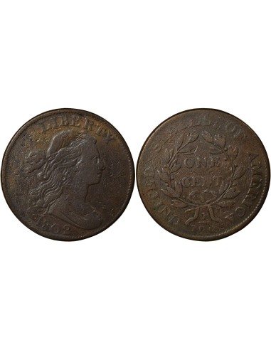 Etats Unis d'Amérique Draped Bust 1 cent Cuivre 1802 Philadelphie
