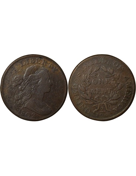 Etats Unis d'Amérique Draped Bust 1 cent Cuivre 1802 Philadelphie