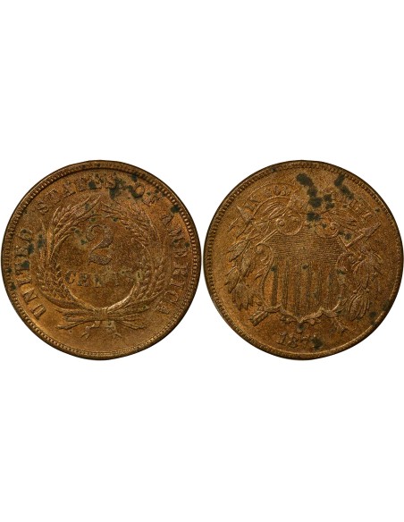 USA Union Shield 2 cents Bronze 1871 Philadelphie