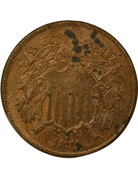 USA Union Shield 2 cents Bronze 1871 Philadelphie