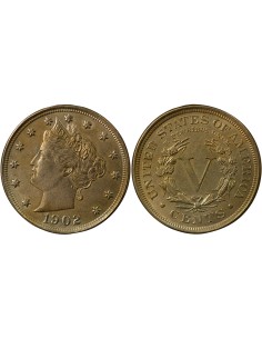USA Liberté 5 cents Cuivre-Nickel 1902 Philadelphie