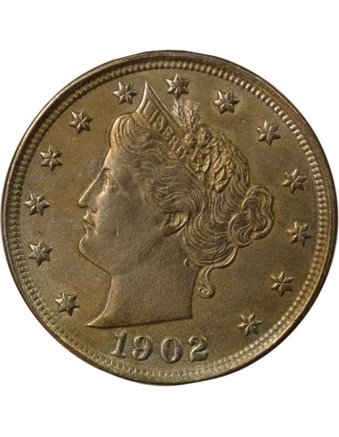 USA Liberté 5 cents Cuivre-Nickel 1902 Philadelphie