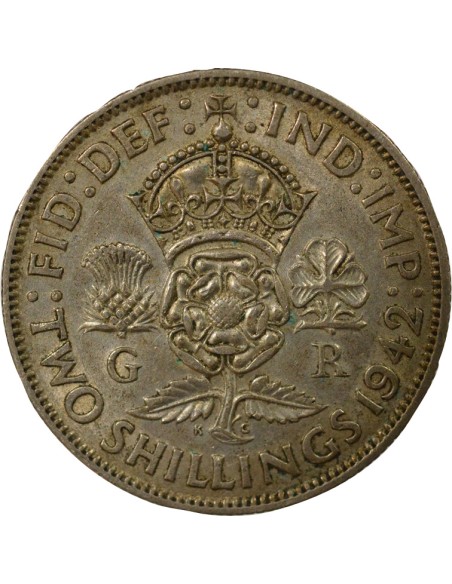 Empereur des Indes George VI - 2 Shillings - 1942 Londres 2 shillings Billon 1942 Londres