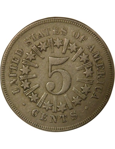 aux Rayons 5 cents Cuivre-Nickel 1866 Philadelphie
