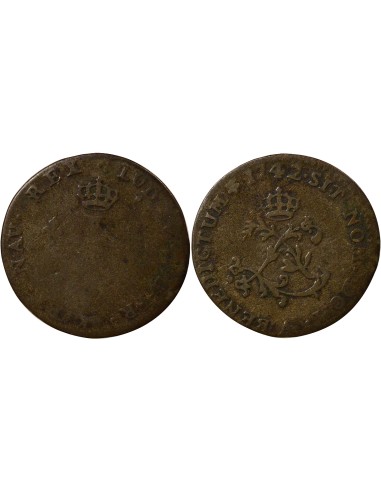 Louis XV aux Deux L couronnés 2 sols Billon 1742 A - Paris