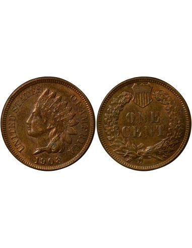 Etats Unis d'Amérique Tête d'Indien 1 cent Cuivre 1908 Philadelphie