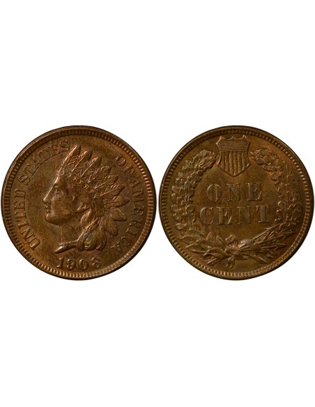 Etats Unis d'Amérique Tête d'Indien 1 cent Cuivre 1908 Philadelphie