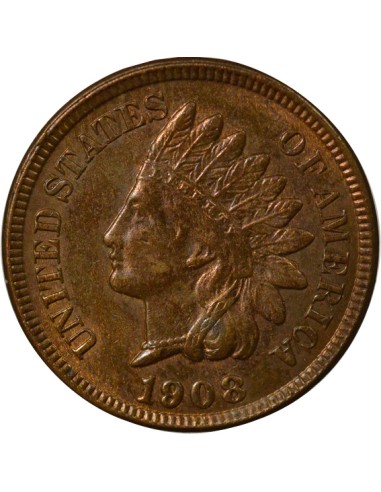Etats Unis d'Amérique Tête d'Indien 1 cent Cuivre 1908 Philadelphie