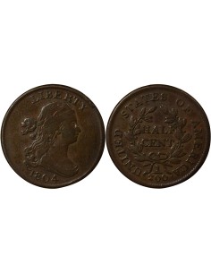 Etats Unis d'Amérique Draped Bust 1/2 cent Cuivre 1804 Philadelphie