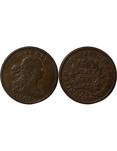 Etats Unis d'Amérique Draped Bust 1/2 cent Cuivre 1804 Philadelphie