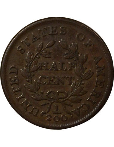 Etats Unis d'Amérique Draped Bust 1/2 cent Cuivre 1804 Philadelphie