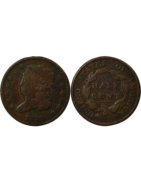 Etats Unis d'Amérique Classic Head 1/2 cent Cuivre 1829 Philadelphie