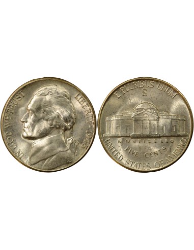 USA Jefferson 5 cents Billon 1945 S - San Francisco