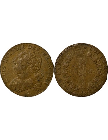 Louis XVI au Faisceau 12 deniers Cuivre 1792 A - Paris