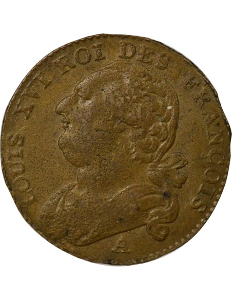 Louis XVI au Faisceau 12 deniers Cuivre 1792 A - Paris