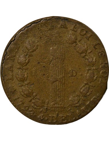 Louis XVI au Faisceau 12 deniers Cuivre 1792 A - Paris