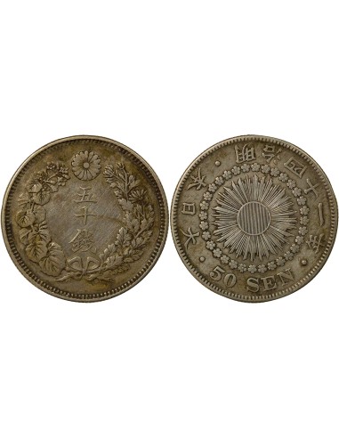 Japon Meiji Meiji - 50 Sen Argent - An 41 (1908) 50 sen Argent An 41 (1908)
