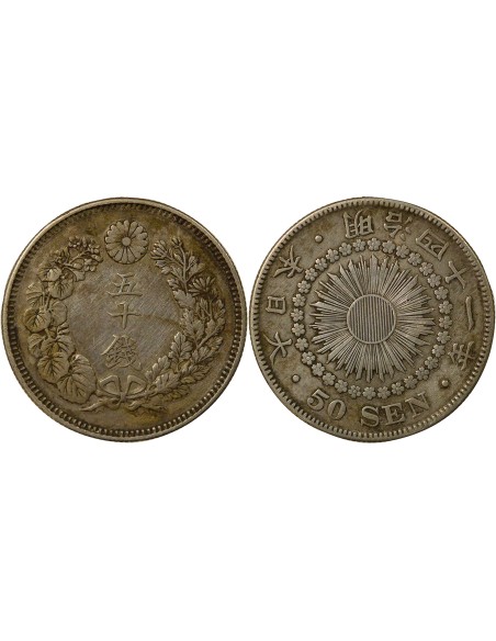 Japon Meiji Meiji - 50 Sen Argent - An 41 (1908) 50 sen Argent An 41 (1908)
