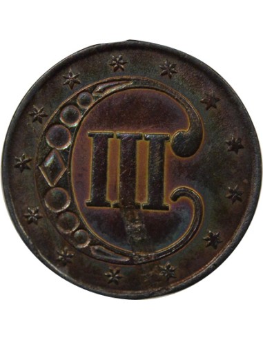 USA 1e Type 3 cents Argent 1851 Philadelphie